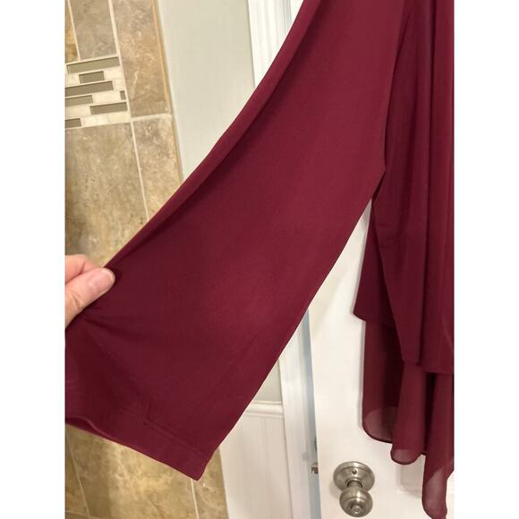 Susan Graver Liquid Knit Open Front Waterfall Cardigan Chiffon Accents Size 5X - Picture 5 of 13